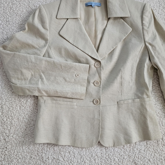 ANTONIO MELANI Beige Blazer jacket Sz10 Made In China And Made Of 70% Linen - Picture 2 of 8